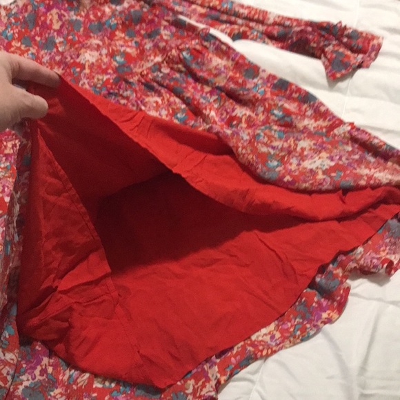 ✨Sugarlips✨ NWT Floral Printed Long Sleeve Dress Size Small Red Oversized Flowy - Picture 6 of 14